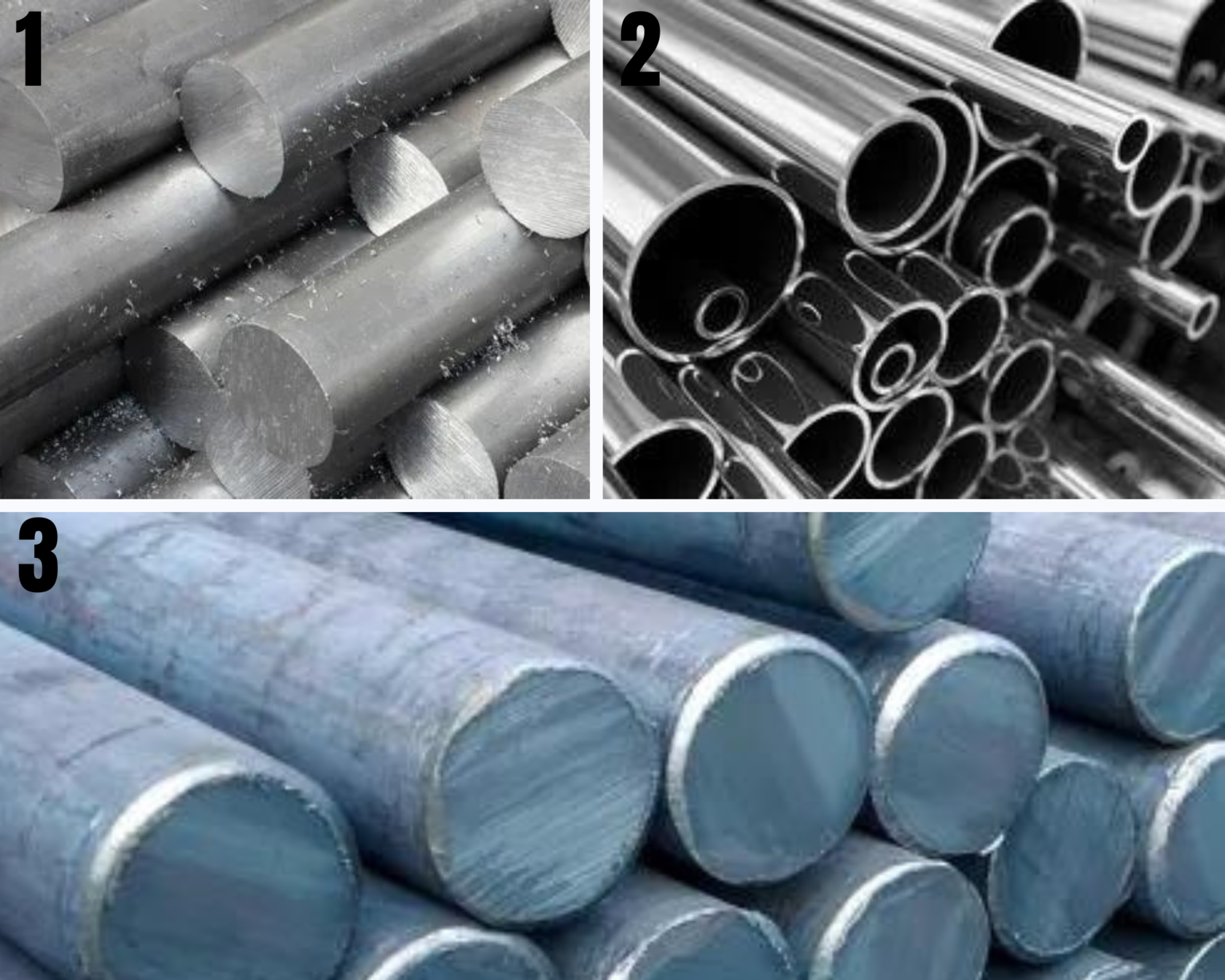 Alloy steel, stainless steel and carbon