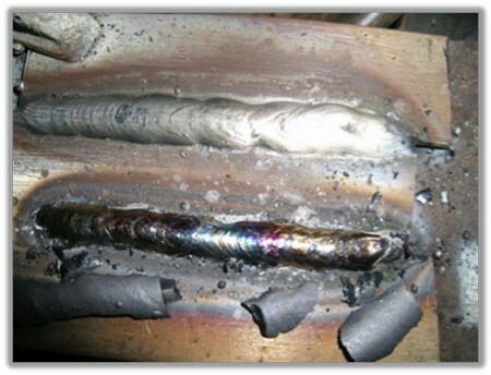 Weld slag is formed when flux, melts in or on top of the weld zone. 