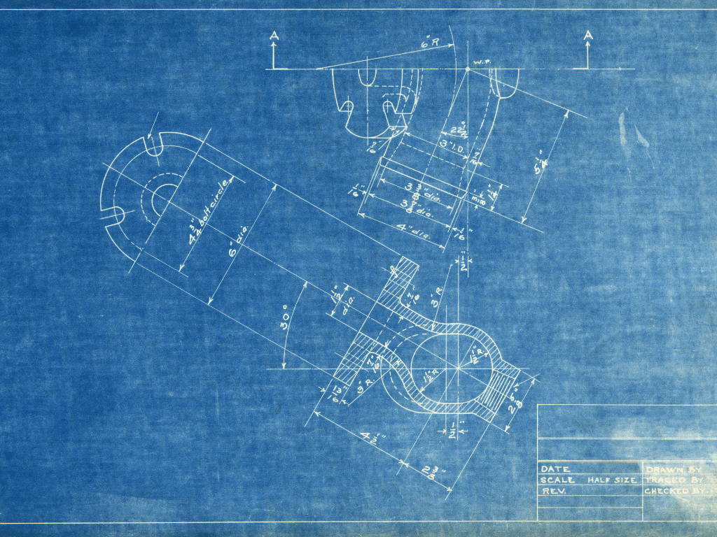 Blueprint drawing sample with symbols