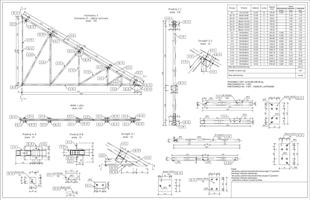 Samples of steel detailing process. 