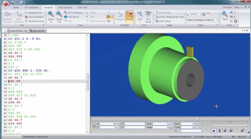 CIMCO Edit comes with all the essential features needed for modern NC program editing including NC specific functions, math, transforms, etc.