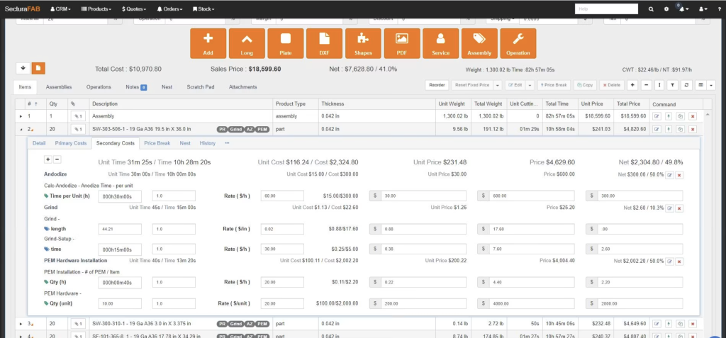Secturafab dashboard