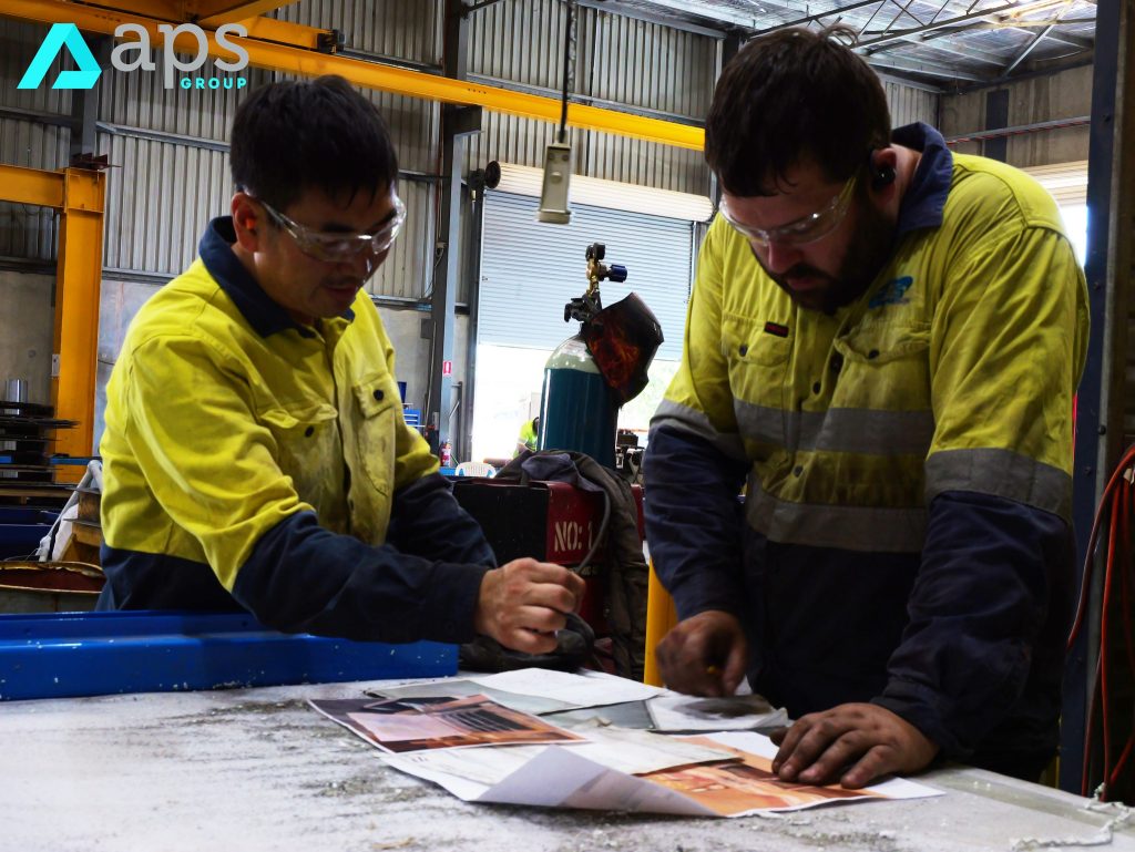 APS steel fabrication shop floor