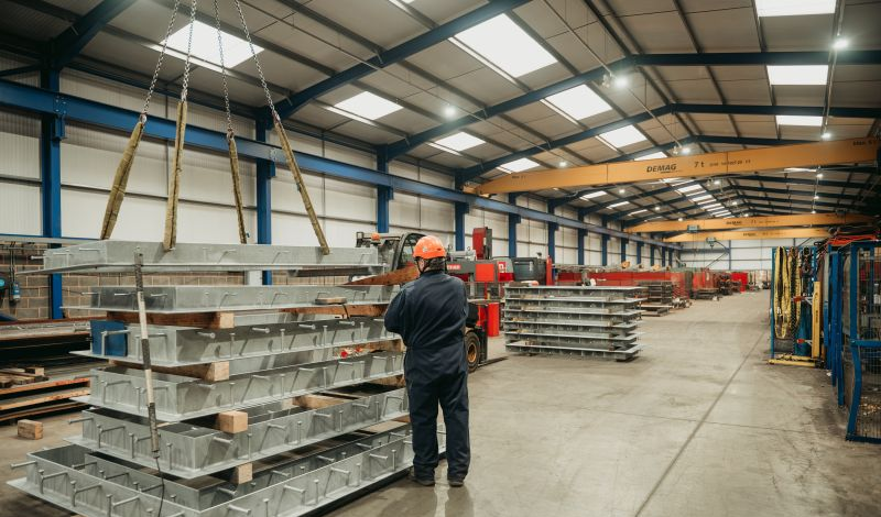 FLI Structures steel fabrication shop floor