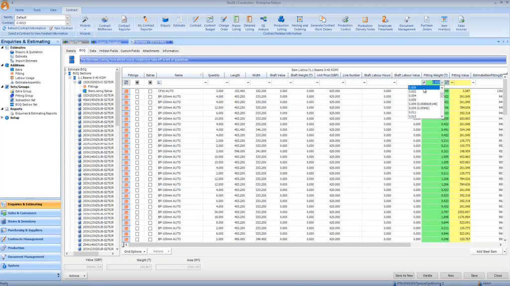 Strumis BOM management dashboard