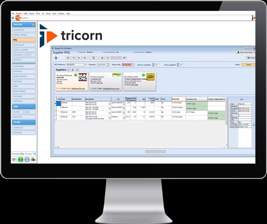 Fitfactory Tricorn DASHBOARD