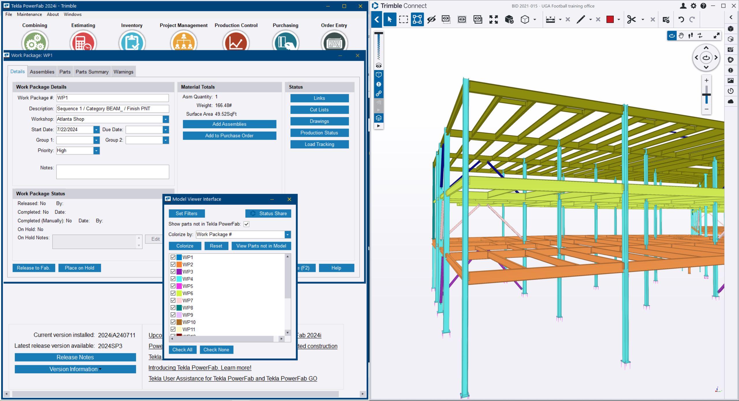 Tekla PowerFab structural steel fabrication management software model-based workflow