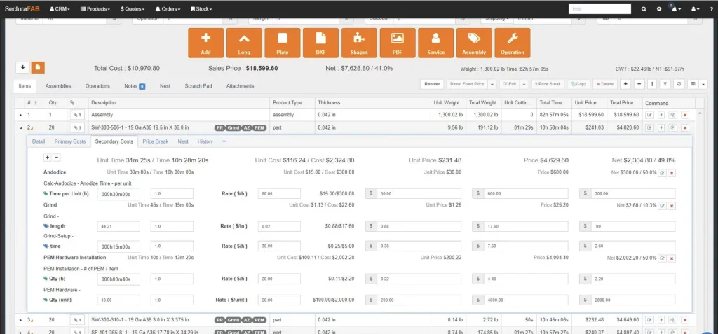 Secturafab dashboard